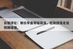白银评论：银价早盘窄幅震荡，短期回落走低预期增强。